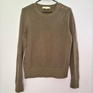 Loft Women's Sweater Size Large Cotton Open Weave Boho Green